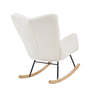 Glider Chair for Living Room Tufted Upholstered Teddy Fabric Rocking Chair