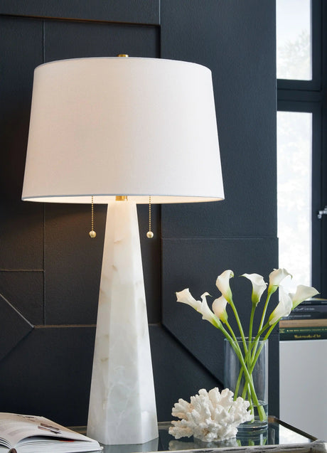 Laurellen - Alabaster Table Lamp - White - Best Buy Furniture
