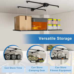 Black Overhead Garage Storage Rack 3x6 FT for High Ceilings
