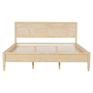 King Size Wood Platform Bed Frame with Classic Panel Headboard