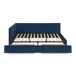 Upholstered Bed Frame With Tufted Backrest And Armrests