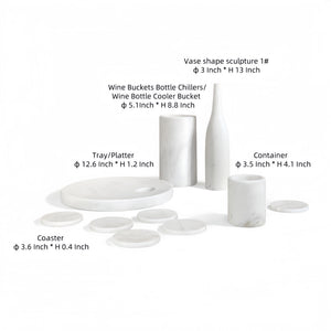 10 Pieces Luxury Natural Marble Dining Room Accessories Set