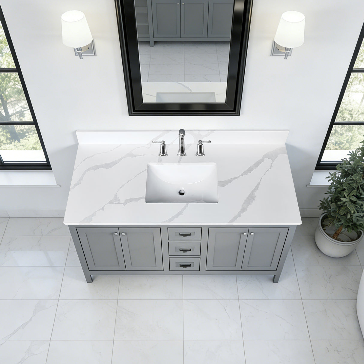 49-Inch Quartz Bathroom Vanity Top