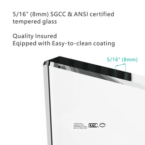Frameless Sliding Shower Door, 56-60 Inch, 8mm Tempered Glass, Brushed Gold
