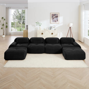 U-Shaped Modular Sofa with Breathable Corduroy Fabric