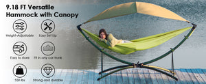 Portable Outdoor Hammock with Quick-Fold Stand and Adjustable Sunshade