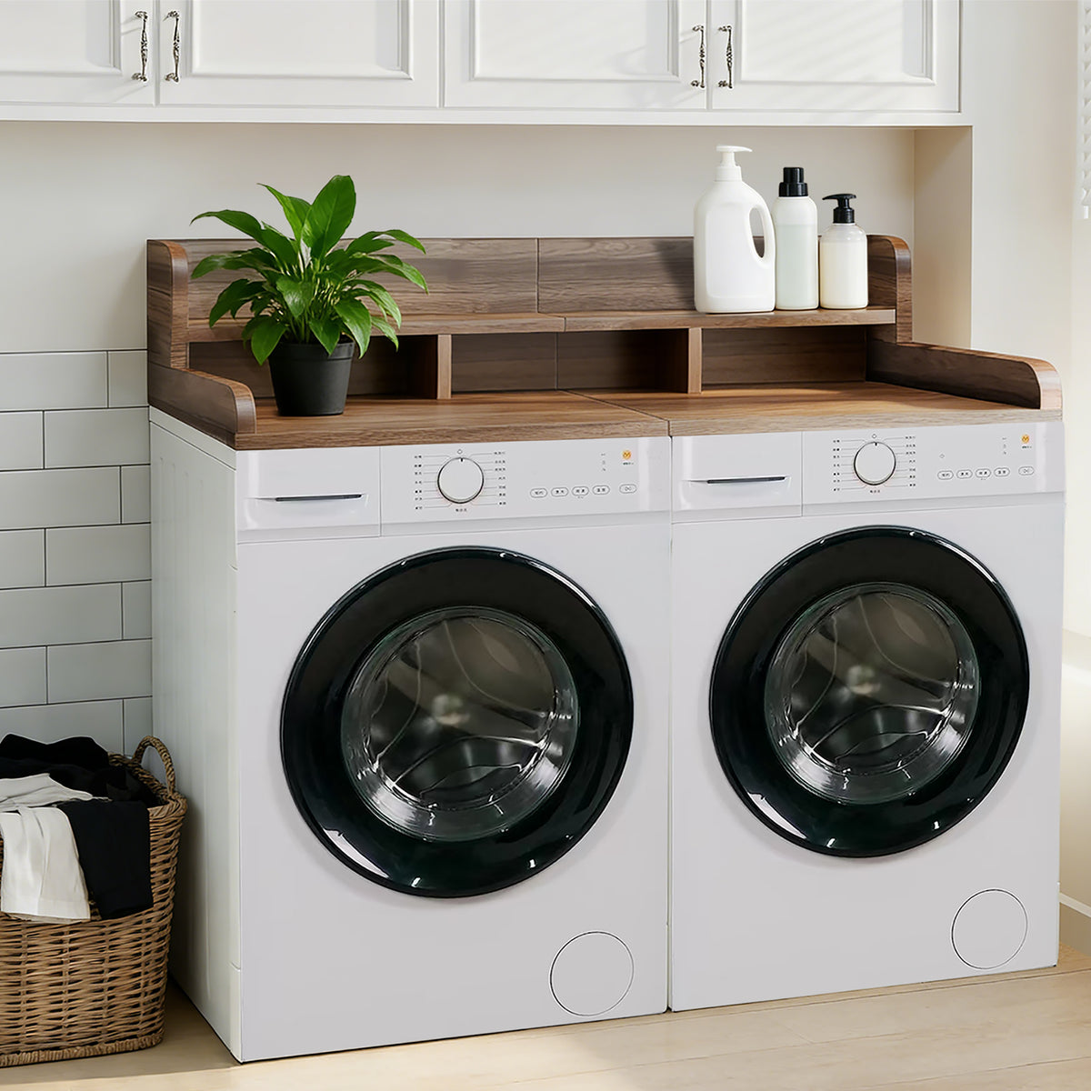 Walnut Washer Dryer Countertop with Non-slip Pads