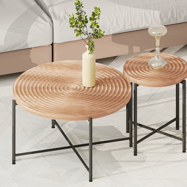 Coffee And End Table Set Waterproof Cover (Set of 2) - Natural Wood / Brown
