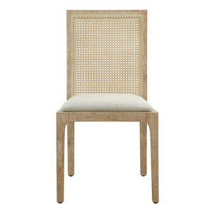 Dining Chair With Synthetic Cane Back And Upholstered Seat (Set of 2) - Natural