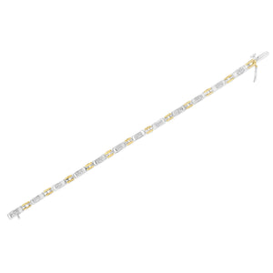 10K Two-Tone Gold Princess Cut Diamond Geo Link Bracelet (1.00 cttw, H-I Color, SI1-SI2 Clarity)