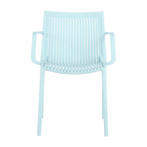 4 Piece Stackable Single Chairs With Vertical Stripe Design For All Weather
