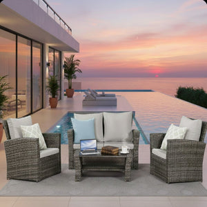 Modern Patio Set With Table And Cushions