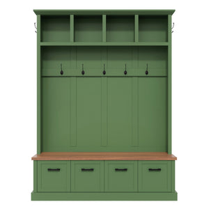Farmhouse Hall Tree with Storage Bench - Particle Board & MDF