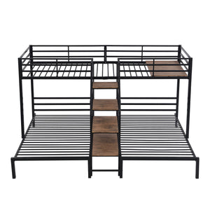 Metal Bunk Bed With Storage Shelves Staircase