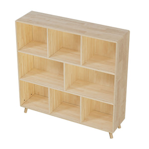 8 Compartment Storage Cabinet With Fixed Shelves For Books - Wood