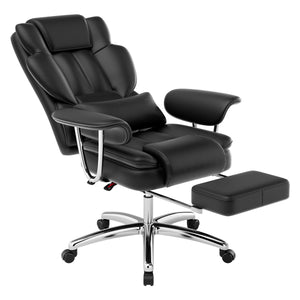Big and Tall Executive Office Chair with Footrest - Black