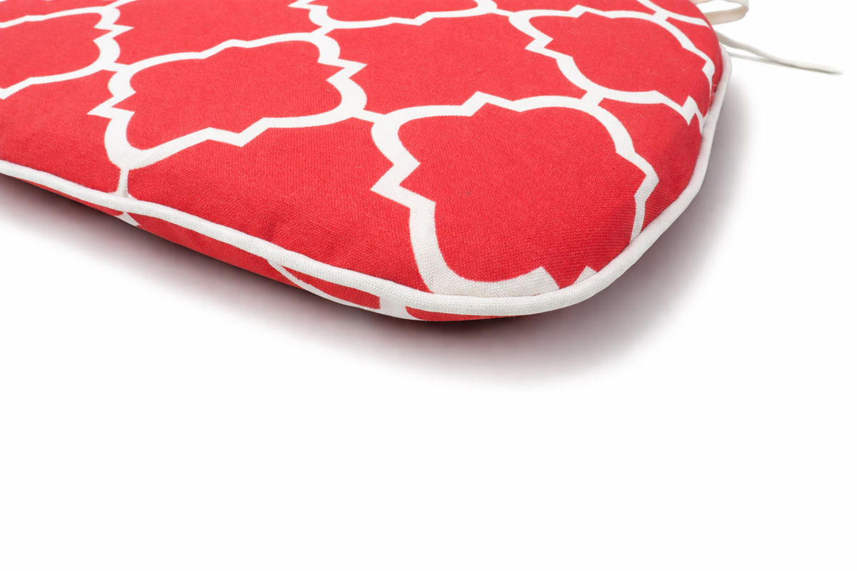 Plaid Outdoor Chair Cushions with Straps - Set of 4