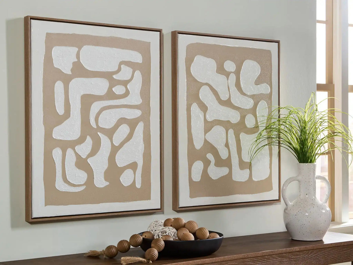 Waldett - Wall Art Set (Set of 2) - Beige / White - Best Buy Furniture