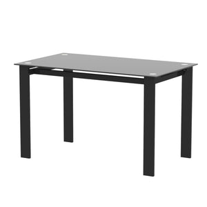Modern 5 Piece Dining Table Set With Glass Top And Chairs - Black