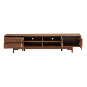 Modern TV Stand With Fluted Glass Doors & 2 Drawers