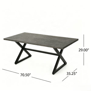 7-Piece Aluminum & Woven Rope Outdoor Patio Dining Set, Grey & Black