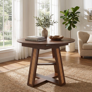 43.3"-59.05" Extendable Round Dining Table for 4-6