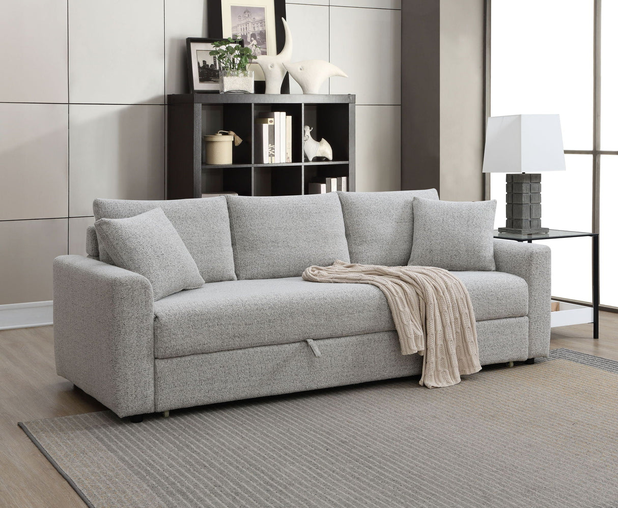 Connie - Boucle Sleeper Sectional Sofa With 2 Toss Pillows - Beige - Best Buy Furniture
