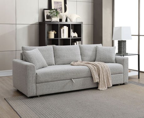 Connie - Boucle Sleeper Sectional Sofa With 2 Toss Pillows - Beige - Best Buy Furniture