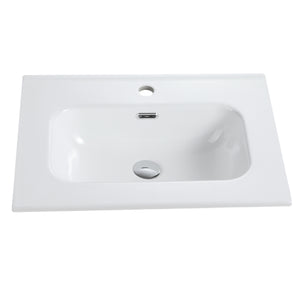 Glossy White Ceramic Integrated Sink