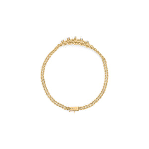 10K Yellow Gold 1/4 Cttw Round-Cut Diamond Basket Weave Rope Chain Style 7" Bracelet (H-I Color, I1-I2 Clarity)