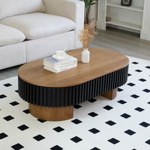Elliptical Living Room Coffee Table With Hidden Storage And Removable Tabletop