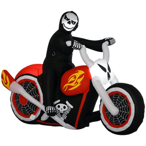 HOMCOM 6' Halloween Inflatable Grim Ghost Biker