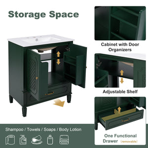 Bathroom Vanity With Sink, Soft Closing Door, Multi Functional Storage