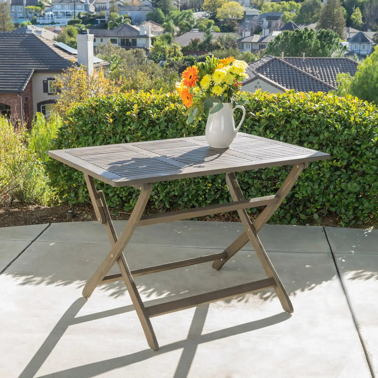 Blissique - Outdoor Foldable Wood Dining Table With Slat Design - Best Buy Furniture
