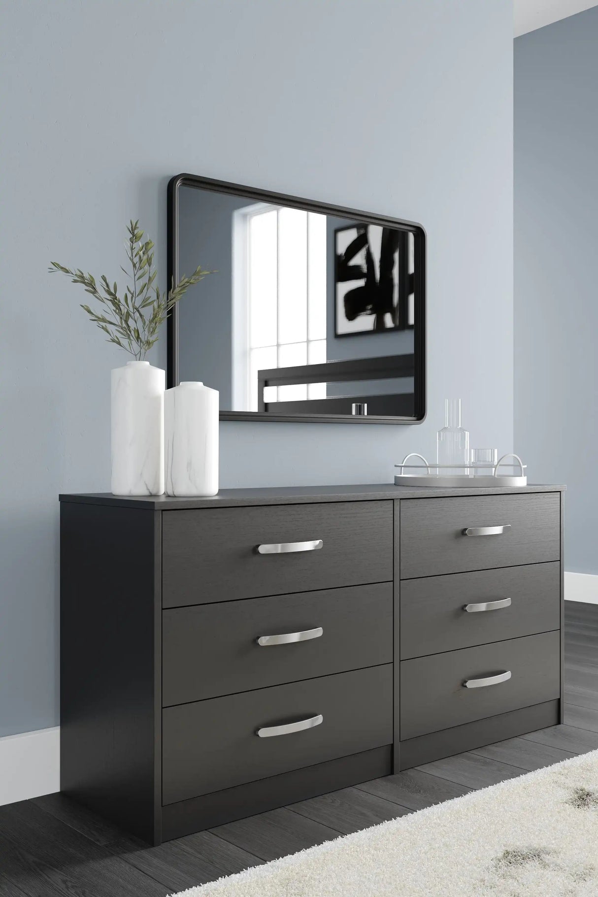Finch - Six Drawer Dresser - 29'' Height - Black - Best Buy Furniture