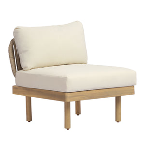 7-Piece Acacia Wood Outdoor Sectional Sofa Set with Rope Back