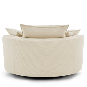 360° Swivel Accent Barrel Chair With Dual Layer Cushion And 3 Removable Pillows