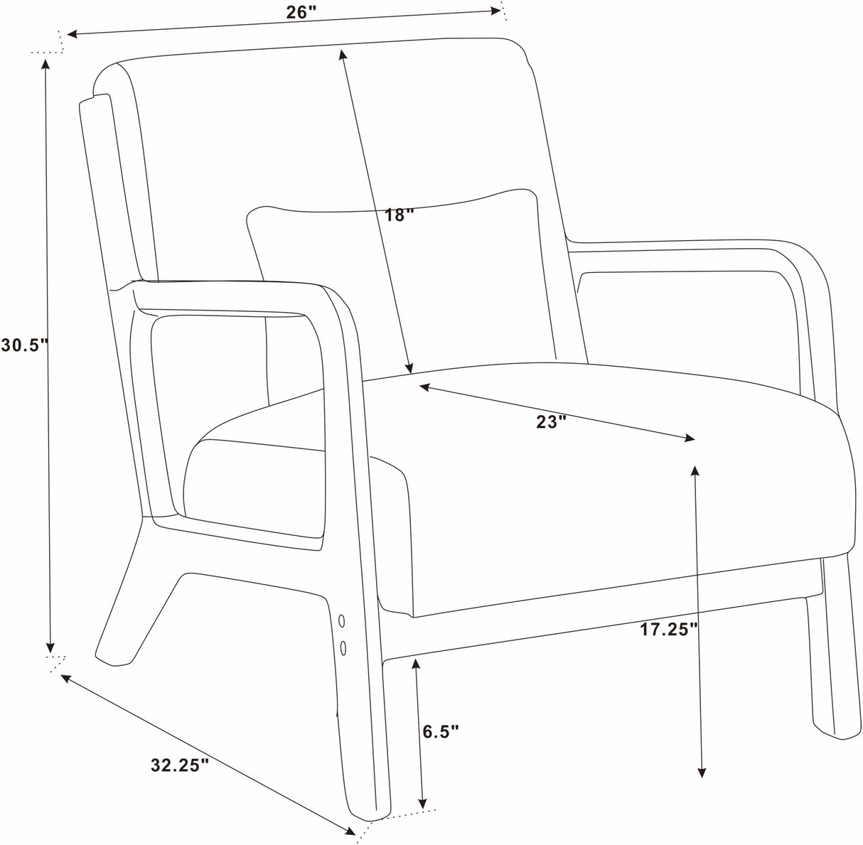 Corduroy Upholstered Wooden Armchair