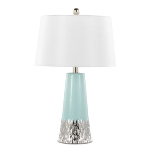 Penelope 22" Contemporary Ceramic Table Lamp with Tiffany Blue & Silver Body