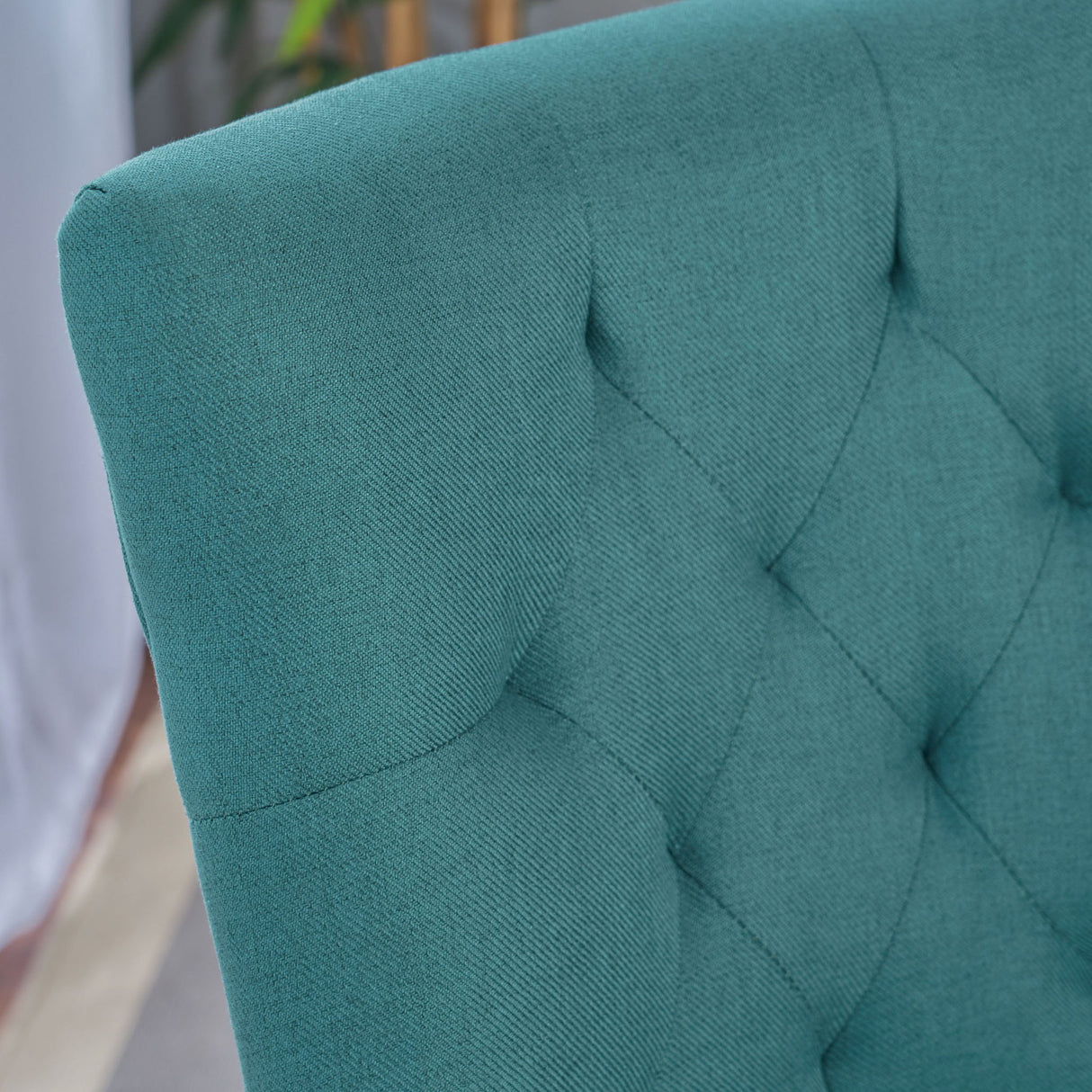 Dining Chair (Set of 2) With Upholstered Diamond Tufting And Espresso Birch Legs - Teal