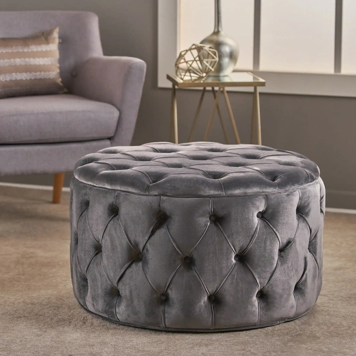 Modern Glam Ottoman Velvet - Best Buy Furniture