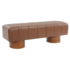Brown PU Upholstered Indoor Dining Bench