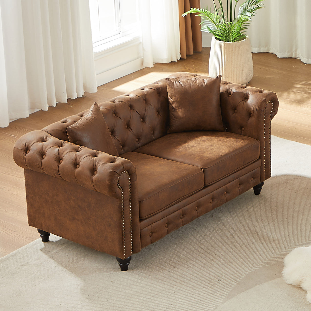 FX 63.5" Contemporary Design Chesterfield Sofa