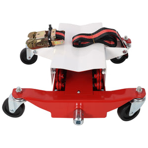 Heavy Duty Low Lift Transmission Jack With Nylon Safety Strap For Small Vehicles - Red