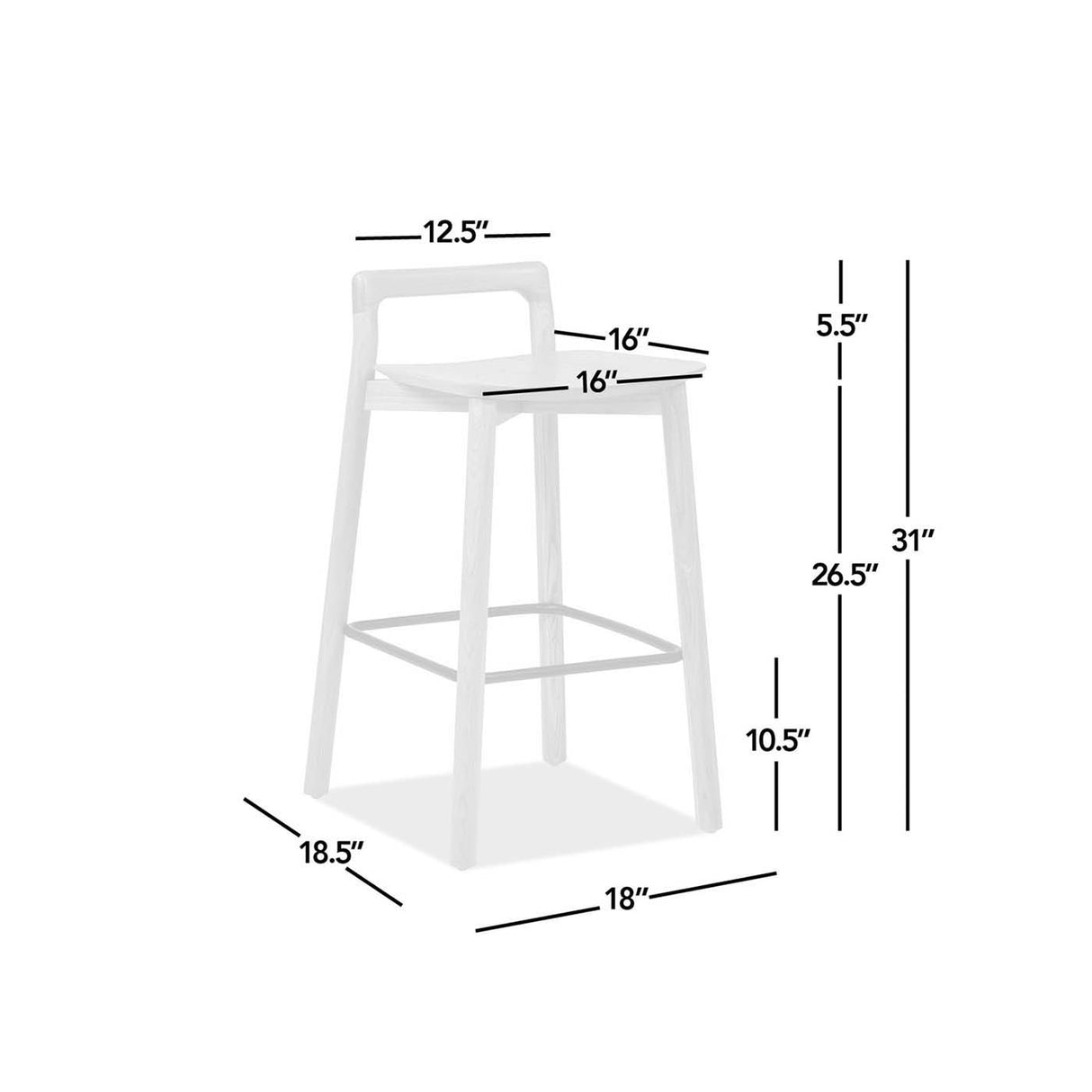 Sven - Modern Minimalist Low Back Counter Stool - Natural Blonde Ash
