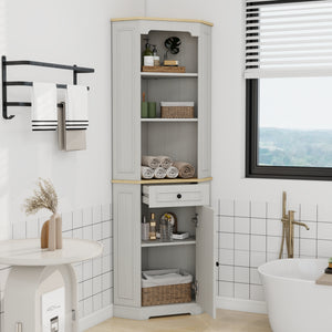 68" Tall Corner Cabinet with Door, Drawer, and Adjustable Shelf