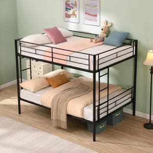 Modern Metal Bunk Bed, Full Over Full, No Box Spring Needed - Black