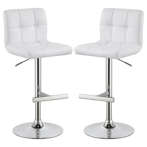 Lenny - Upholstered Adjustable Bar Stool (Set of 2) - White
