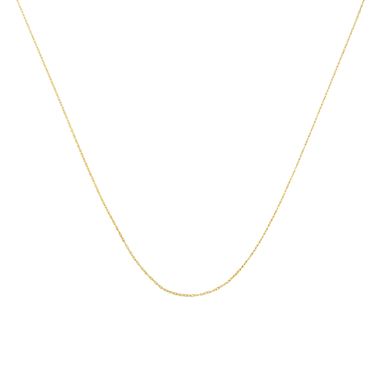 Solid 10K Yellow Gold 0.5mm Slim and Dainty Unisex 18" Rope Chain Necklace