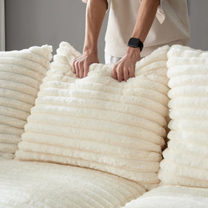 4 Seat Sofa With Soft Pillows And Movable Ottoman